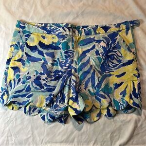 Lilly Pulitzer Blue and Yellow High Waist Shorts